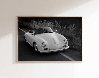 Prsch 356 Poster: Black and White Vintage Car Print (Digital Download)