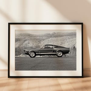 Ford Mustang Shelby GT500 Print: Black and White Classic Car Art (Digital Download