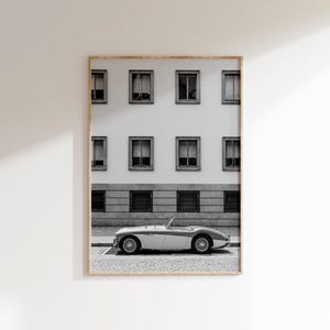 Vintage Austin Healey Print Digital Download,Black and White Vintage Car Poster,Classic Car Art,Old Car Poster,Retro Car Print,Modern Art