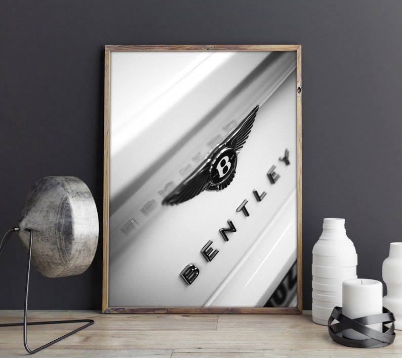 Printable Bentley Poster Digital Download,black and White Vehicle Logo ...