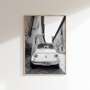 Close Up Fiat 500 Poster Digital Download,Fiat 500 Photo Print,Black and White Vintage Car Poster,Iconic Car Print,Retro Car Wall Art