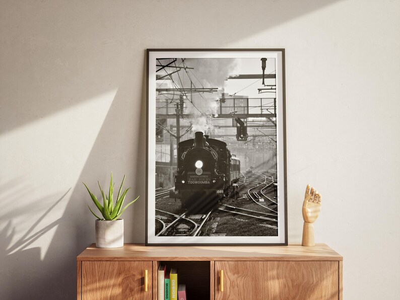 Steam Locomotive Poster, Vintage Train Print, Train Station Wall Art ...