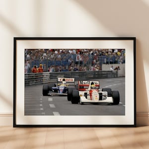 Ayrton Senna & Nigel Mansell F1 Monaco GP Racing Poster, Vintage F1 Print (Digital Download