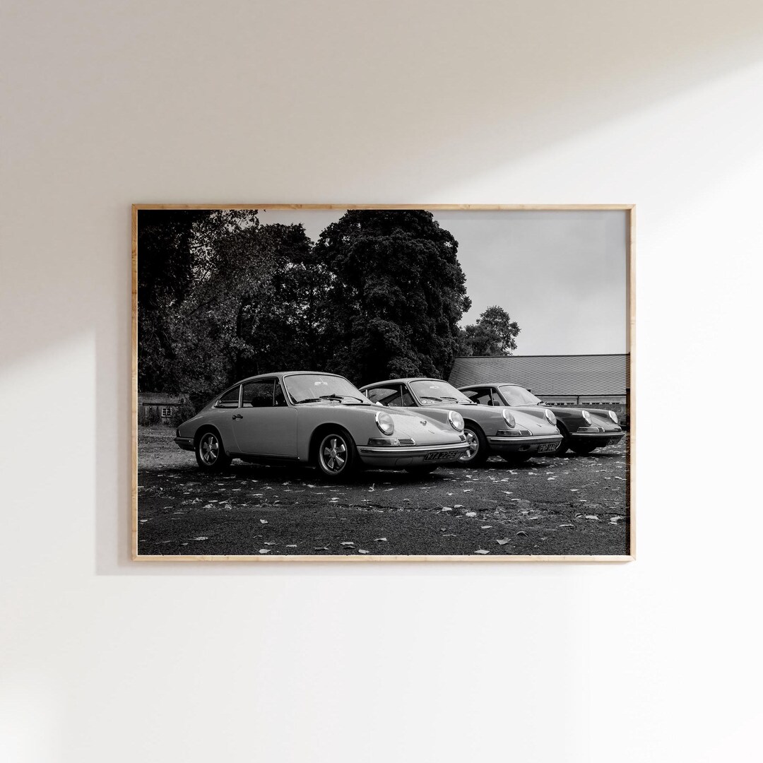 Affiche Décorative Porsche Carrera - Impression Noir Et Blanc Vintage - Reproduction Neuf