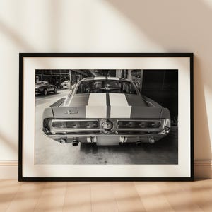 1967 Shelby GT500 Mustang Print: Black and White Muscle Car Poster (Digital Download)