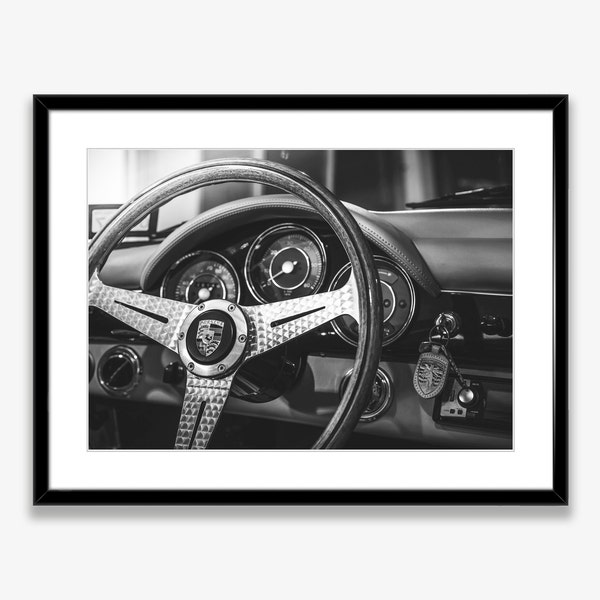 Porsche Steering Wheel Print,Digital Download,Classic Porsche Poster,Porsche Glove Box Print,Porsche 356 Photo,Classic Car,Vintage Car Art
