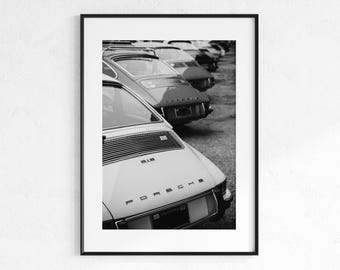 Rear View Printable Photo of Prschs Parked Side by Side,Vintage Prsch Poster,Prsch Wall Art
