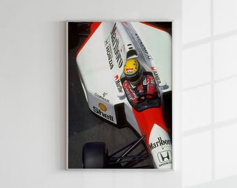 Ayrton Senna F1 Racing Poster: Vintage Formula Race Wall Art