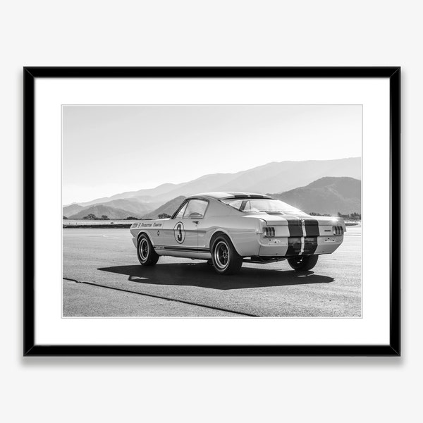 Ford Mustang Race Car Print Instant Download,Ford Mustang Poster,Black and White Vintage Car Wall Art,Classic Car Poster,Racing Champion Car