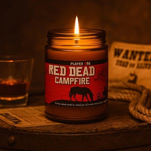 Red Dead Campfire - Red Dead Redemption Arthur Morgan Inspired 8oz Hand Poured Soy Wax Video Game Candle Gamer Gift