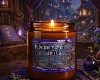 Moonwhisper Hollow | WoW Midnight Candle | Hand-Poured Soy | Warcraft Night Elf Gift