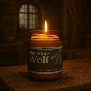 White Wolf - Geralt of Rivia The Witcher Inspired 8oz Hand Poured Soy Wax Video Game Candle