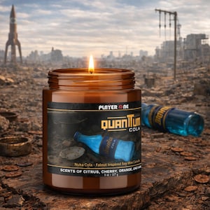 Quantum Cola Soy Wax Candle: Fallout Gamer Gift, Citrus Cherry Vanilla