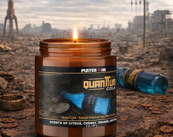 Quantum Cola Soy Wax Candle: Fallout Gamer Gift, Citrus Cherry Vanilla