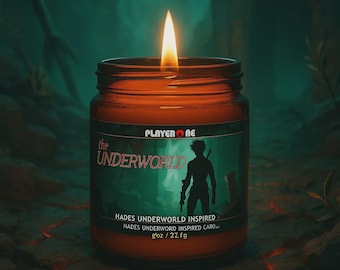 Hades Video Game Candle: Spicy Earthy Scented Soy Wax Gamer Gift