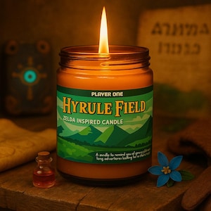 Hyrule Field - Legend of Zelda Link Inspired 8oz Hand Poured Soy Wax Video Game Candle Gamer Gift