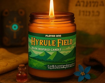 Hyrule Field Soy Candle: Legend of Zelda Gamer Gift, Earthy Scent