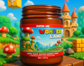 Super Mario Candle: Pumpkin, Fern & Cedar Scented Soy Wax