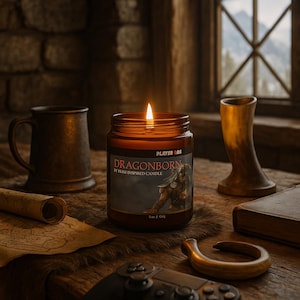 Dragonborn - Skyrim Inspired 8oz Hand Poured Soy Wax Video Game Candle Gamer Gift