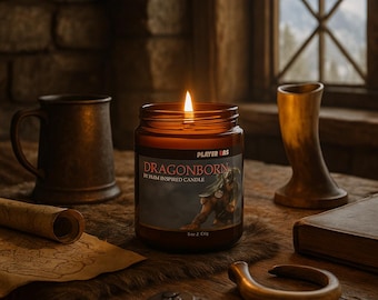Dragonborn - Skyrim Inspired 8oz Hand Poured Soy Wax Video Game Candle Gamer Gift