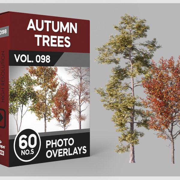 60 Autumn Trees Photo Overlays for Photoshop, Trees, Fall Trees, Landscape, Cutouts, Autumn Foliage, PNG Overlays, Digital Downloads