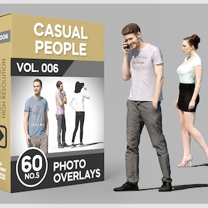 60 Casual People with Shadow Photo Overlays for Photoshop, People, Cutouts, Scrapbooking, PNG Overlays, Digital Downloads