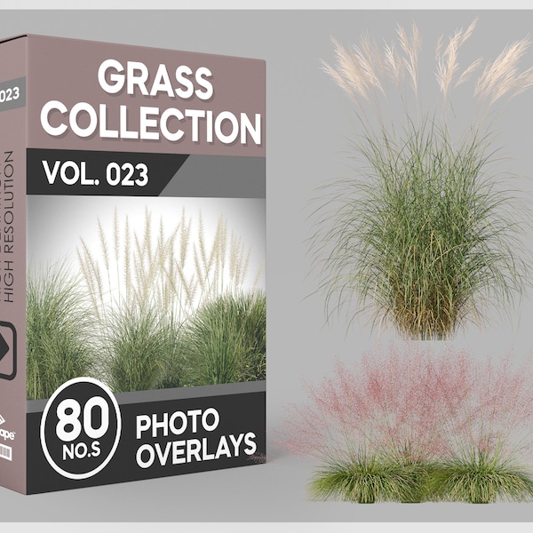 80 Grass Photo Overlays for Photoshop, Grass, Landscape, Plants, Cutouts, Scrapbooking, PNG Overlays, Digital Downloads