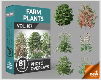 81 Farm Plants Photo Overlays, High Resolution PNGs (Digital Download)