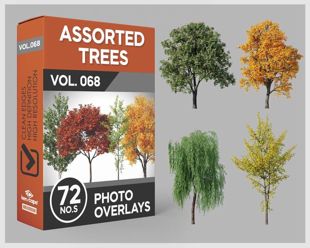 72 Assorted Trees Photo Overlays for Photoshop, Trees, Plants, Cutouts ...