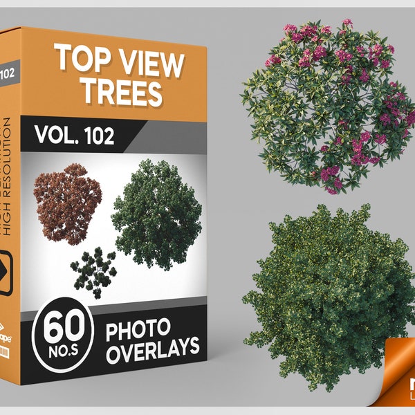 60 Top View Trees Overlay for Photoshop, Aerial Trees, Overhead Trees, Trees, Plants, Cutouts, Scrapbooking, PNG Overlays, Digital Downloads