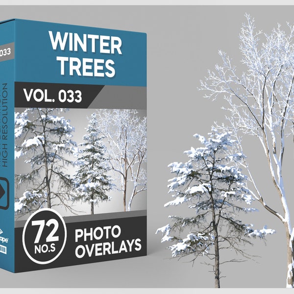 72 Winter Trees Photo Overlays for Photoshop, Trees, Snowy Trees, Landscape, Cutouts, Scrapbooking, PNG Overlays, Digital Downloads