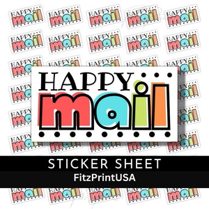 Happy mail Thank you sticker sheet, business stickers, happy mail sticker , packing stickers, small business marketing stickers