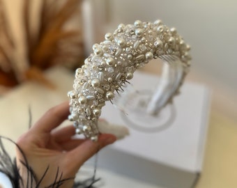 Crystal tiaras, crystal headband, crystal paddes velvet headband, bride tiaras, crystal crown, hair accessories, woman gift