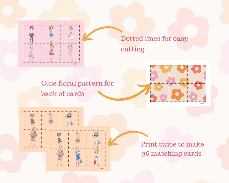 Memory Game Printable Matching Card Game Fashion Match Game - Etsy
