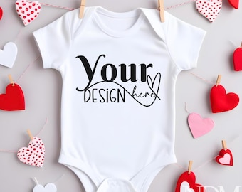 Infant Bodysuit Mock ups Valentines White Baby Bodysuit Mockup Bodysuit Styled Photography Kids Mock up Bundle Kids Tshirt Mockup
