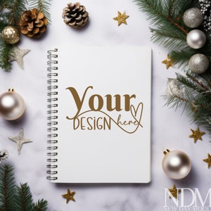 Notebook Mockup Christmas mockup Blank book Mockup Digital mockup notebook Mock up gift Mockup Dairy mockup spiral notebook