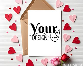 Valentines card mockup.  Blank card mockup Card Mock up Greeting card Valentines day Card template Mockup  Mock up