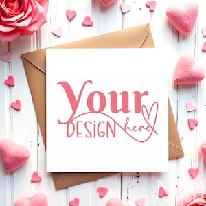 Valentinstagskarten-Mockup.  Leere Karte Mockup Card Mock up Grußkarte Valentinstag Kartenvorlage Mockup Mock up