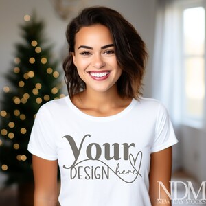 White t-shirt Mockup Tshirt Mockup Christmas mockup Model Mockup Print on Demand Mock ups White shirt mock  Mockup Digital mock up