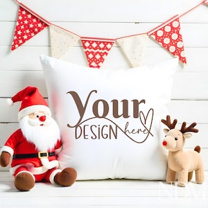 Christmas white cushion mockup. Throw pillow mockup Christmas Mock up Pillow mock up. Cushion Mock up Digital mockup  Mock up