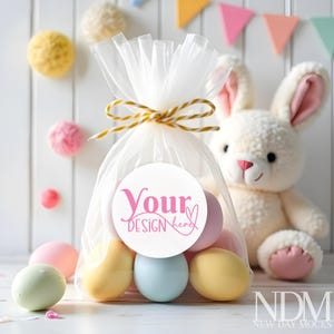 Round Tag Mockup White Sticker Label Mockup Cookie Mockup Favor Mockup Easter Mockup Photo Mock up Cookie Candy Mockup Bunnies easter Mockup