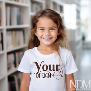 Kids Bella s 3001 White Kids Shirt Mockup Girls T-Shirt Mock up White Summer Mockup Toddler Tshirt Mock Ups Tshirt Mockup flowers