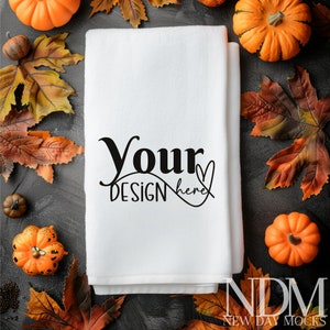 Handdoekmodel Witte handdoek landelijke keukenmodel Sublimatiemodel Mockup herfstmodel