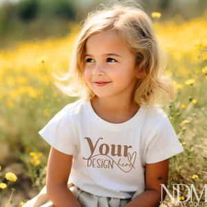 Kids Bella s 3001 White Kids Shirt Mockup Girls T-Shirt Mock up White Summer Mockup Toddler Tshirt Mock Ups Tshirt Mockup flowers