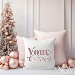Christmas white cushion mockup. Throw pillow mockup Christmas Mock up Pillow mock up. Cushion Mock up Digital mockup