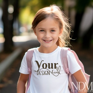 Kids Bella s 3001 White Kids Shirt Mockup Girls T-Shirt Mock up White Tshirt Mockup Toddler Tshirt Mock Ups Tshirt Mockup School Mockup