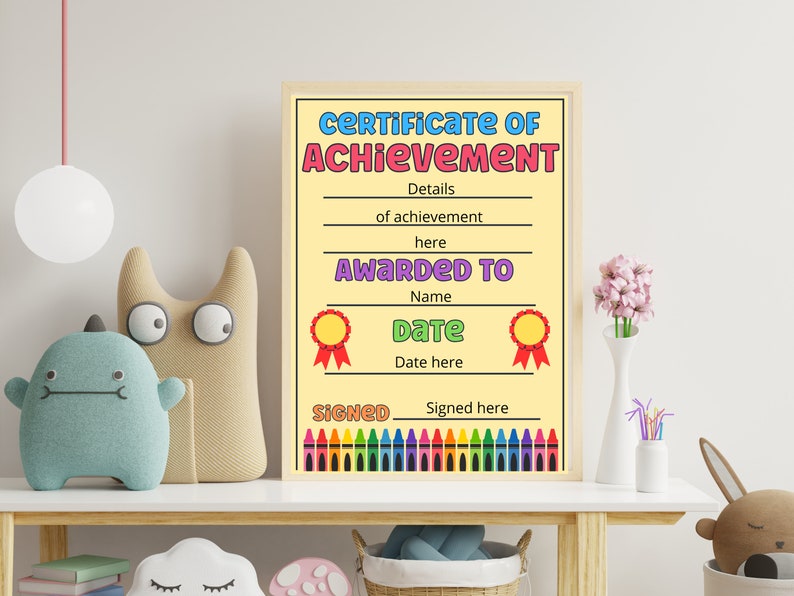 Editable certificate of achievement template a4 canva edit etsy