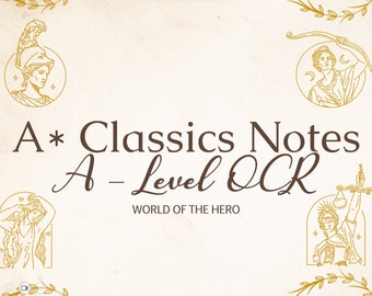 182 Pages A* A-level World of the Hero OCR Classical Civilisation Revision Notes + Flashcards – Year 1 + 2