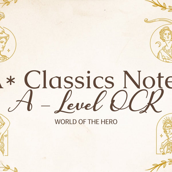 182 Seiten A* A-level World of the Hero OCR Classical Civilisation Revision Notes + Flashcards – Year 1 + 2