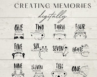 Cute Animal Baby Rounds svg, Baby Milestone Rounds SVG, Mother’s Day, Gift, DIY, Baby Cricut Silhouette Cut Files svg, Baby Rounds